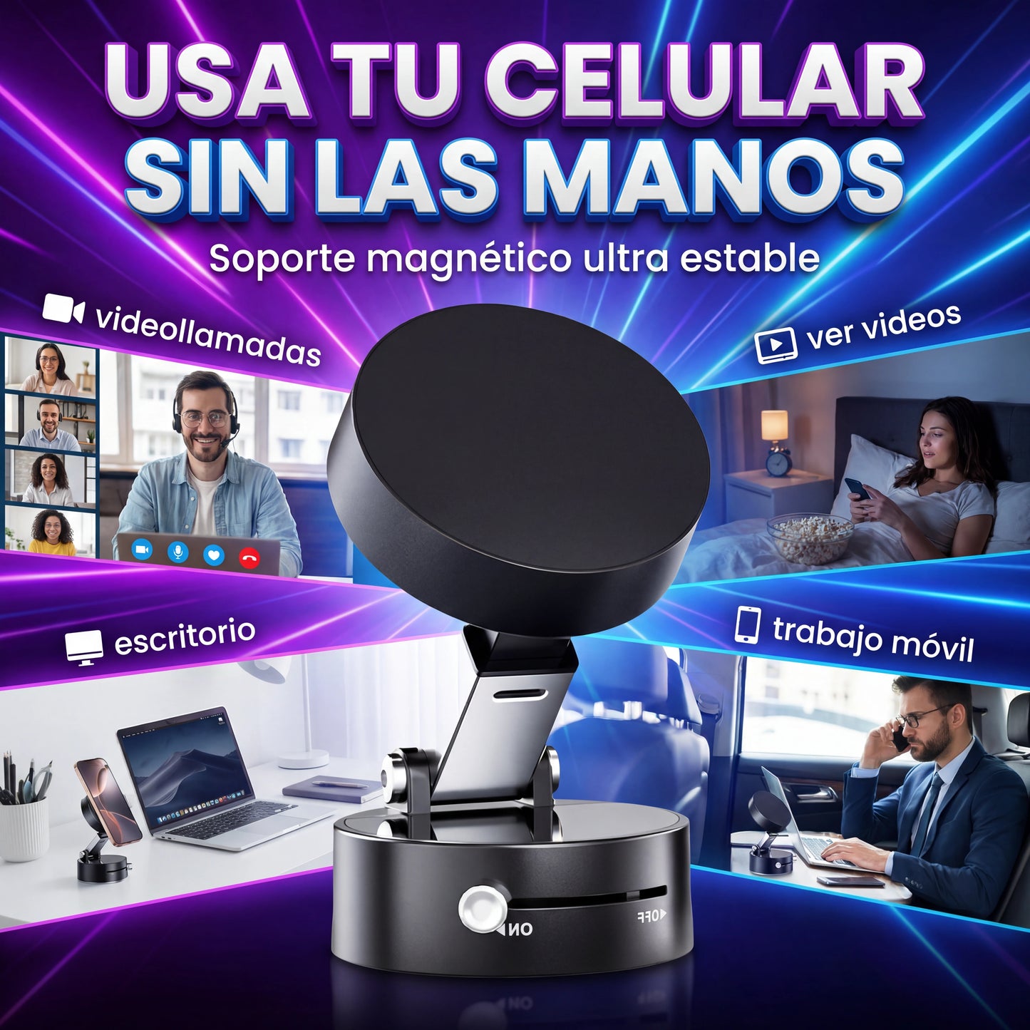 soporte magnético plegable para celular (tipo MagSafe/escritorio/mesa) + OBSEQUIO 🎁