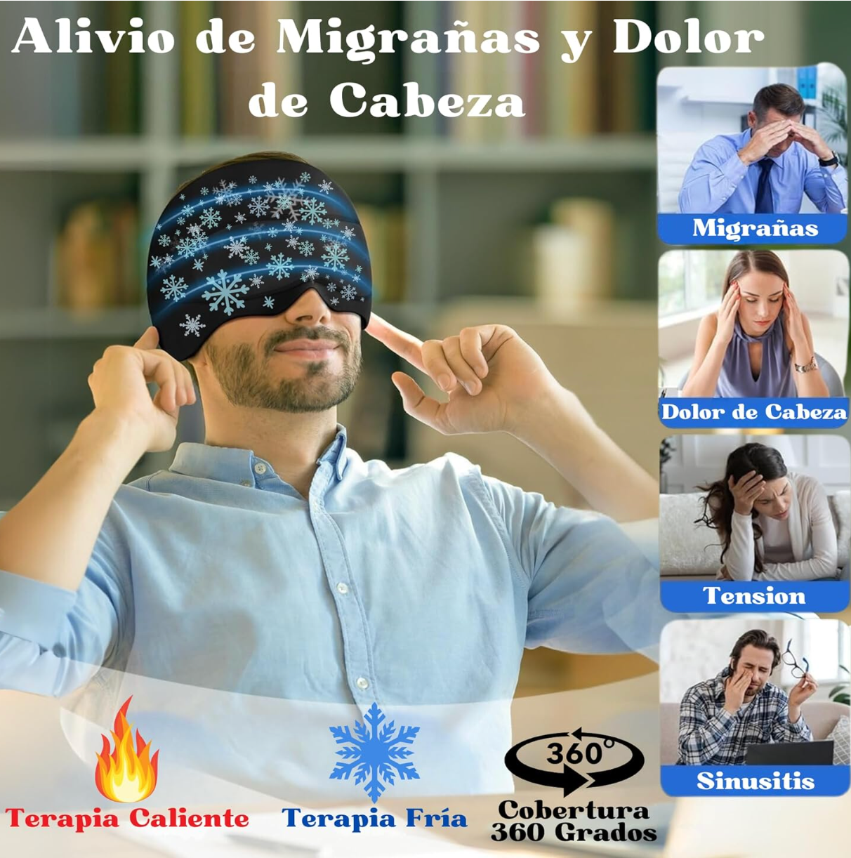 MigraRelief™ | Gorro Anti-Migraña Terapéutico Frío/Calor