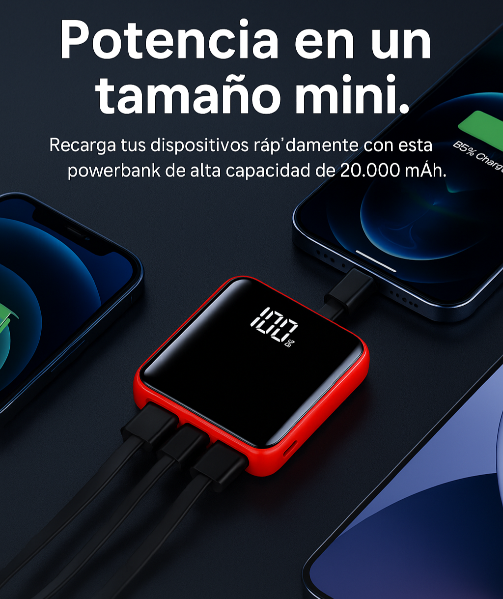 POWERMAX®️ | Batería de Bolsillo 20.000mAh con Carga Quintuple