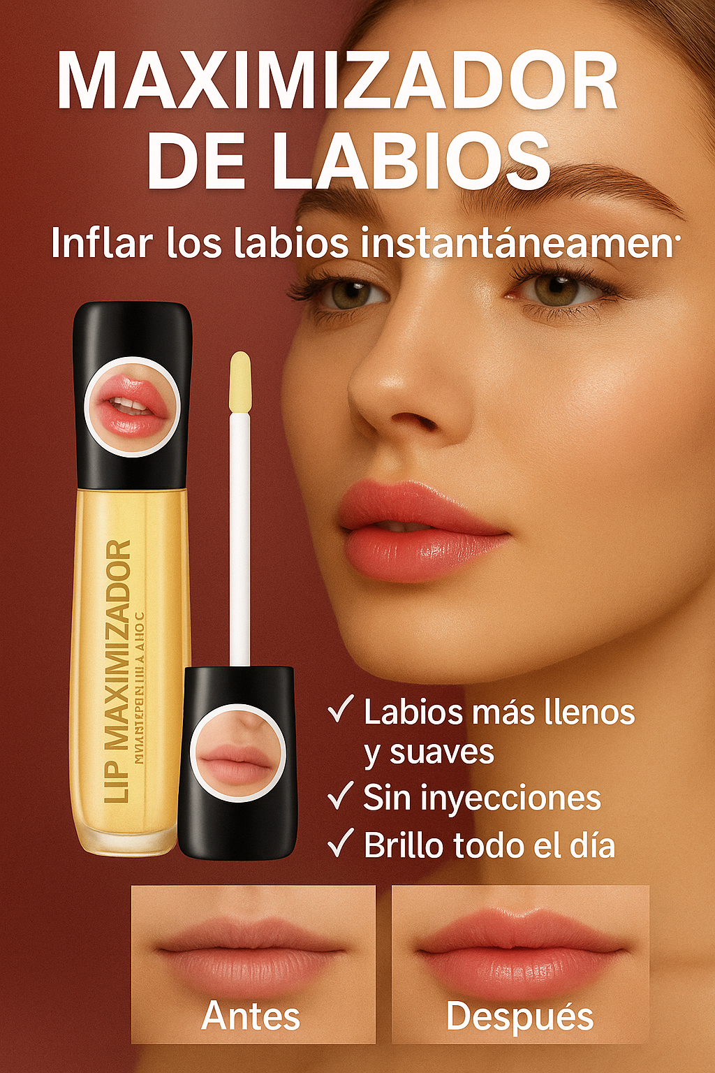 Kiss Beauty®️ Voluminizador de Labios con Brillo