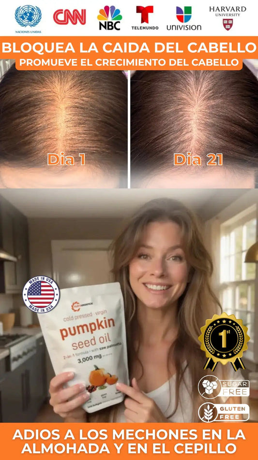 PUMPKIN SEED OIL®️ + Ebook GRATIS🎁: Revierte la alopecia genética natural y comprobado