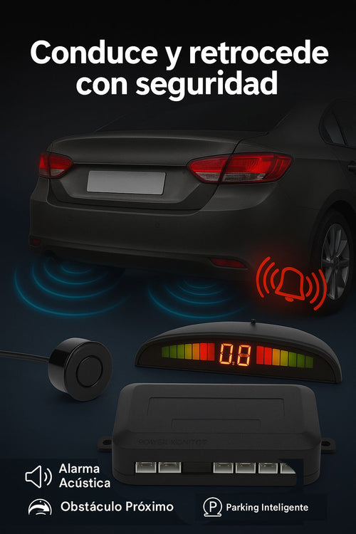 AutoGuard™🛡️ | Kit Radar de Reversa para Carro con 4 Sensores y Display LED